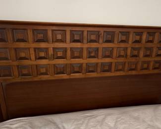 Mid-Century Modern Brutalist Style Wood Headboard