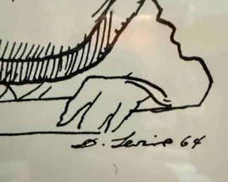Caricature of Hubert Humphrey by David Levine, 1964