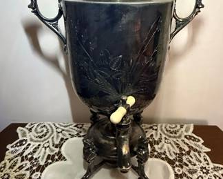 Victorian Style Silver-Plated Samovar with Figural Base