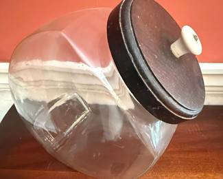 Vintage Glass Candy Jar with Wooden Lid