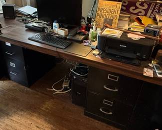 Large Executive Desk with Filing Cabinet Base