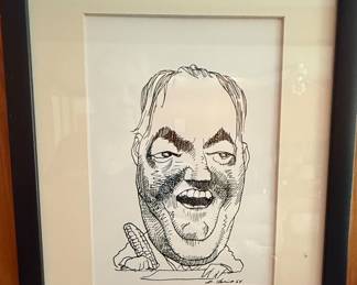 Caricature of Hubert Humphrey by David Levine, 1964