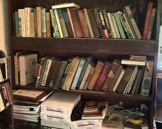 Dark Wood Bookcase with Assorted Books