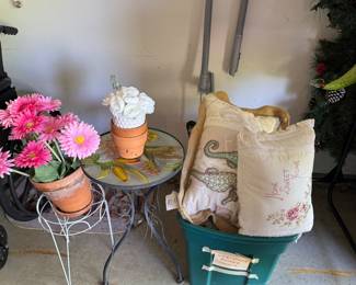 Home decor-pillows, flower pots, plant stands