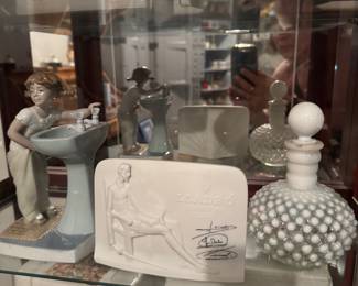 Lladro and hobnail perfume bottle 