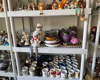 Mugs, dishes, jars, wine themed