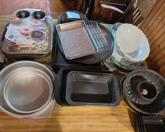 assorted baking sheets, donut pans