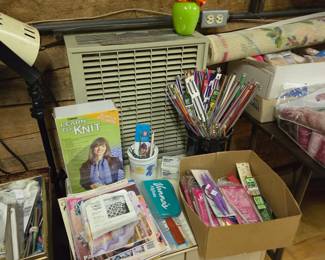 Knitting needles, crochet hooks, patterns