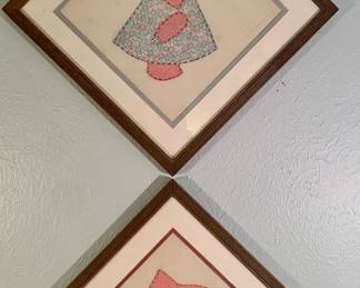 hand quilted blocks--framed--we have two matching quilts
