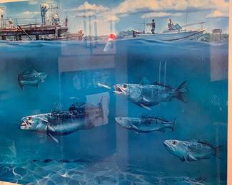signed framed print "Pegasus Speckled Trout" by Texas artist Al Barned