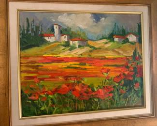 original painting by American Impressionist painter Jo Ann Williams Walker  She used the plein air style features much color  (1933-2026)