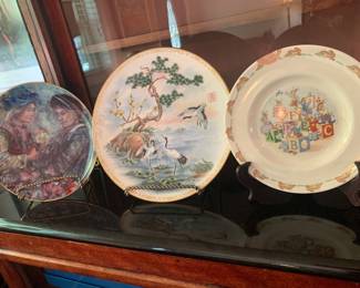 Gorgeous plates including Edna Hibel, Boehm, Bunnykins 