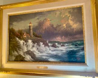 lovely large Thomas Kinkade  "Conquering the Storm"