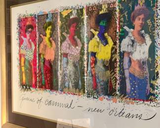 seriagraph titled "Queens of Carnival--New Orleans" by Richard Thomas-  signed and numbered