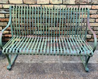 Very early iron strap park bench