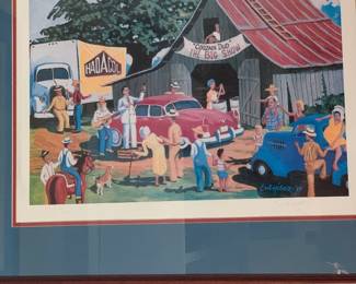 framed Earl Hebert print of "Hadacol Man (Coozain Dud, The Big Show"