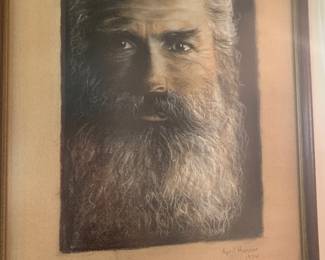 beautiful charcoal original by April Hannon dated 1974--haunting!
