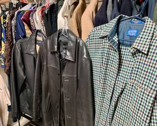 Beautiful men’s and women’s clothes including leather coats 