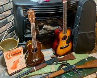 Mark II small guitar and  Oscar Schmidt OU5 concert ukulele