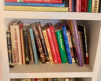 dozens of vintage cookbooks