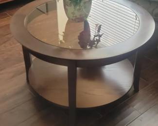 Winsome Wood Genoa Round Coffee Table with Glass Top