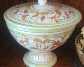 HandPainted Sicilian Ceramic Lidded Jar with Floral Motif