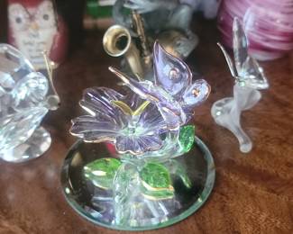 Glass Baron Butterfly and Flower Figurine