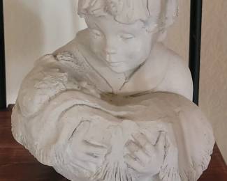 Austin Productions Bright Eyes Child Holding Bird Sculpture
