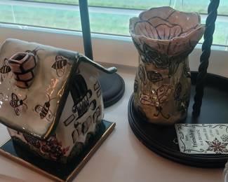 Blue Sky Clayworks by Heather Goldminc Ceramic House and Flower Vase
