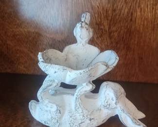 Cast Iron Bunny and Flower Trinket Dish