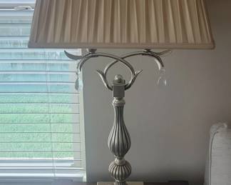 Traditional Table Lamp with Crystal Accents and Pleated Shade