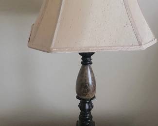 Vintage Table Lamp with Marble and Dark Wood Base