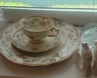 Noritake Thalia Pattern Teacup, Saucer, and Plate Set