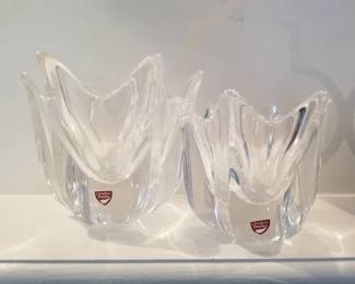 Orrefors crystal candleholders