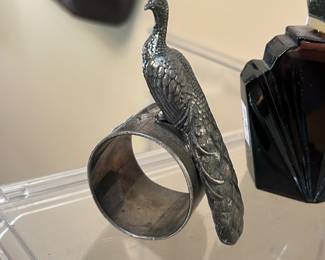 Silver peacock ring