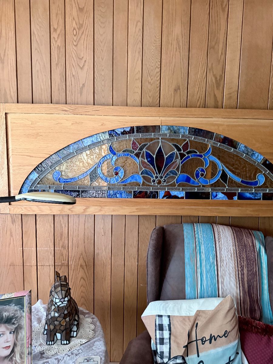 Framed stained glass approximately 6ft.