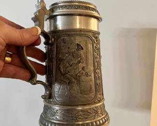Solid Pewter German Stein