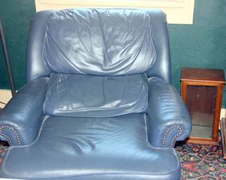 Pair of Blue Leather Barcaloungers