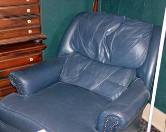 Pair of Blue Leather Barcaloungers