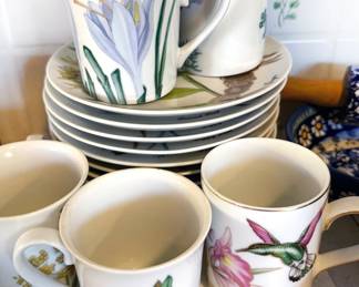 Horchow botanical plates + mugs 