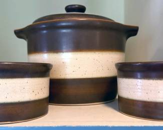 Ceramic crock + bowls
