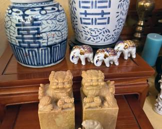 Fu dog bookends, urns