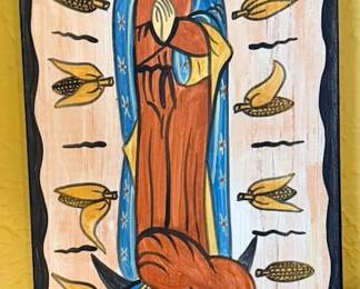 Religious art: Santos statues, crucifixes, angels, nativity scenes