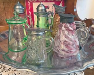 Glass syrup pitchers