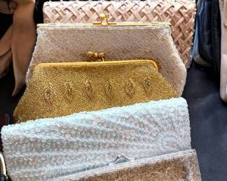 Purses + handbags, many vintage