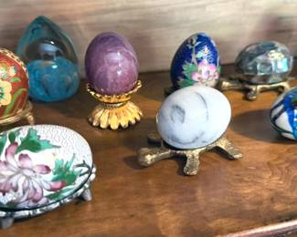 Decorative eggs (stone, wood, cinnabar)