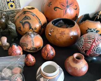 Native American gourd art + ceramics