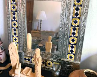 Mexican tin + tile mirror