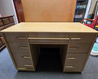 Vintage MCM Solid Wood Desk (has some finish wear on top)