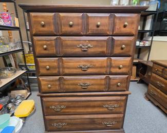 Vintage Solid Wood 7-Drawer Tall Dresser (matches the long boy dresser)